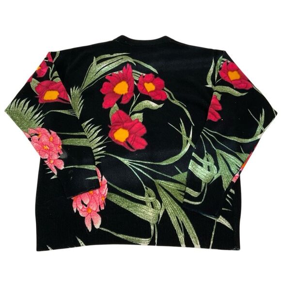 Tropical Floral Black Cardigan, Medium - Picture 2 of 11
